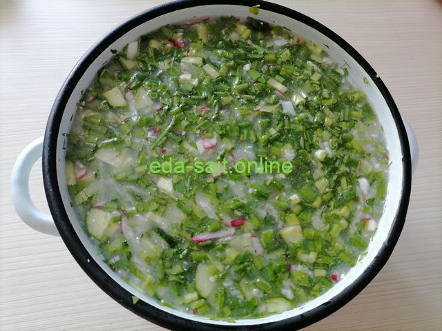 Окрошка на сыворотке с колбасой как приготовить
